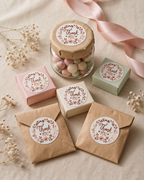 Autocollants ronds « Merci » – Couronne dorée rose (Lot de 500)