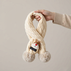 Tour de cou enfant tricoté | Motifs Noël & pompons