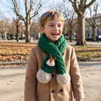 Tour de cou enfant tricoté | Motifs Noël & pompons