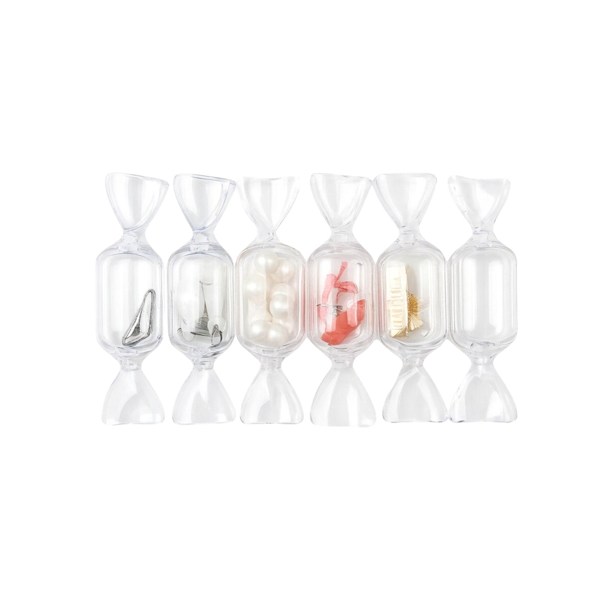 Boîte de Rangement en Forme de Bonbons - Lot de 10 boîtes à bijoux transparentes pour bijoux de voyage pour femmes et filles