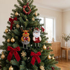 Boule de sapin Père Noël en tissu et feutre - Père Noël, Bonhomme de neige, Renne, Ours