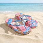 Tongs Femme à Talon Compensé 3.5cm, Sandales de Plage à Imprimé Graffiti Chic, Claquettes d’Été Antidérapantes en Caoutchouc, Mules de Vacances Confortables et Légères