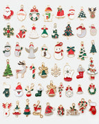 Lot de 20 pendentifs de Noël en alliage doré et émail — charms assortis DIY pour bijoux et porte-clés