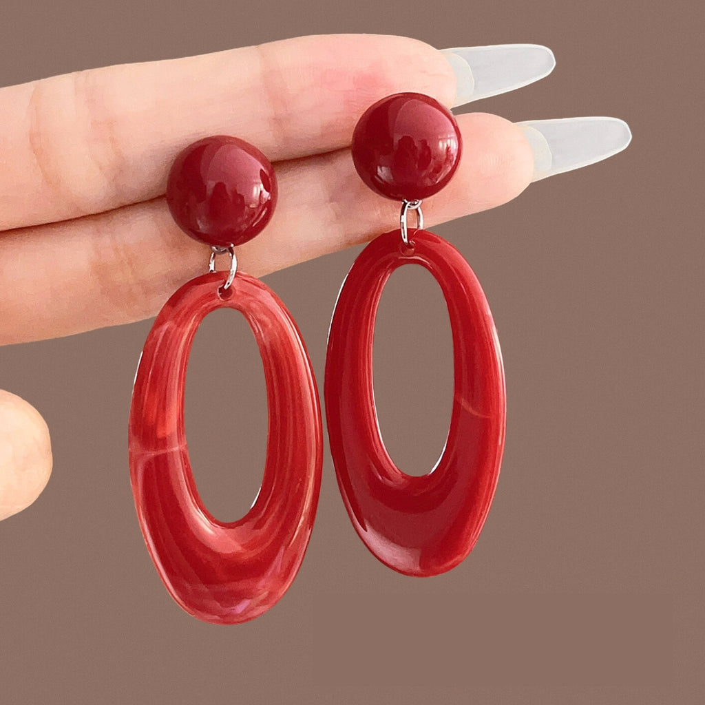 Boucles d'oreilles percées en résine acétate clips – Design géométrique rétro chic & élégance pour les fêtes, acrylique géométrique,