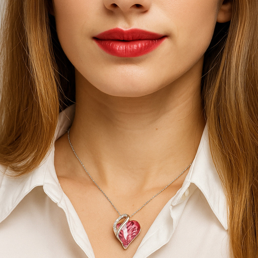 💓Cœur Pendentif Colliers Cœur Cristal - Cadeaux pour Noël Anniversaire de la Saint-Valentin / Fête des Mères pour les Filles Épouse Petite Amie.