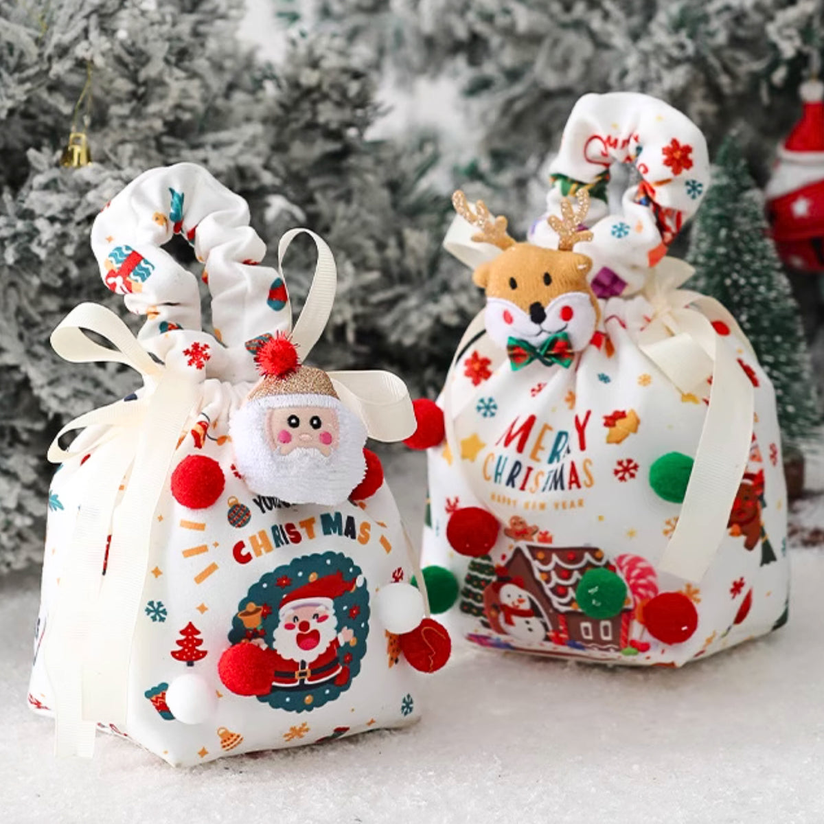 Sac cadeau de Noël – Sacs pour pommes🍎, sac de bonbons🍬🍫, sac à main pour les enfants