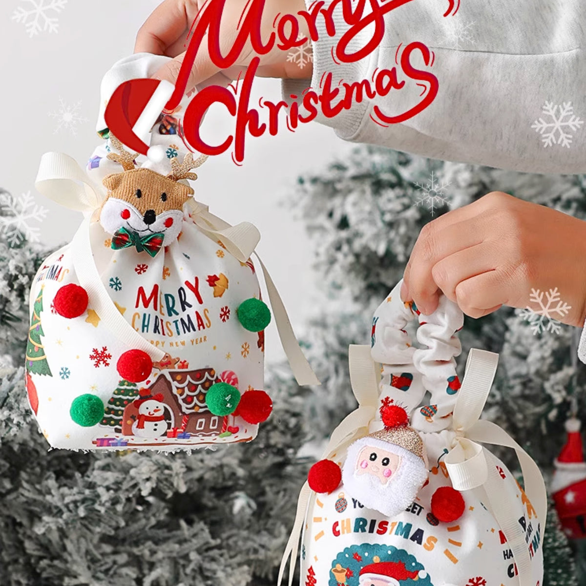 Sac cadeau de Noël – Sacs pour pommes🍎, sac de bonbons🍬🍫, sac à main pour les enfants