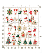 Lot de 20 pendentifs de Noël en alliage doré et émail — charms assortis DIY pour bijoux et porte-clés